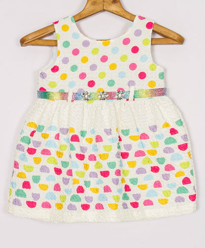 Enfance Sleeveless Multi Polka Dot Printed Casual Dress - Pink