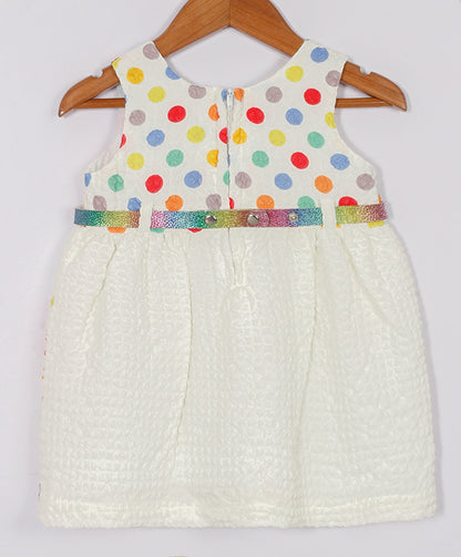 Enfance Sleeveless Multi Polka Dot Printed Casual Dress - Red