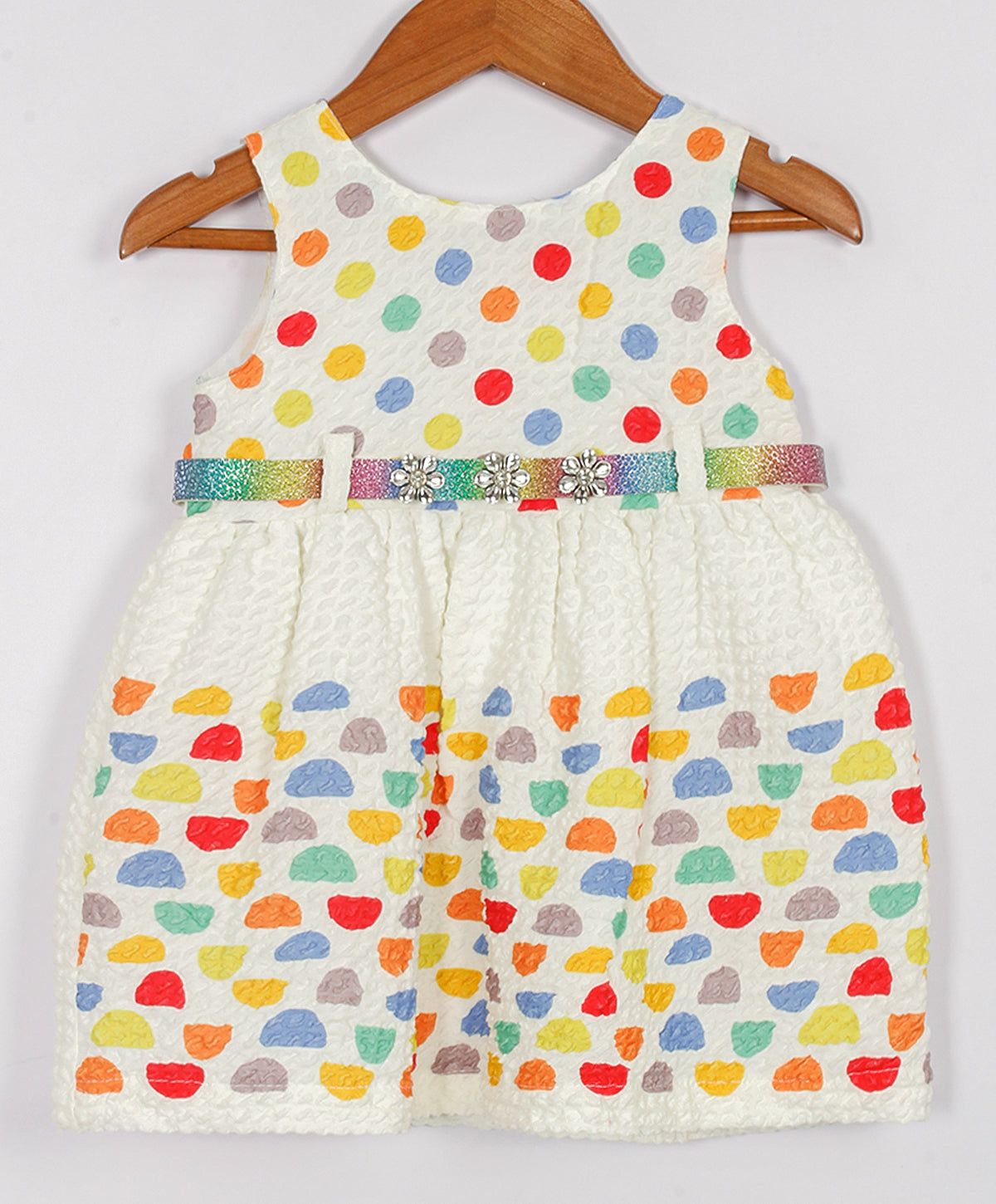 Enfance Sleeveless Multi Polka Dot Printed Casual Dress - Red