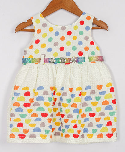 Enfance Sleeveless Multi Polka Dot Printed Casual Dress - Red