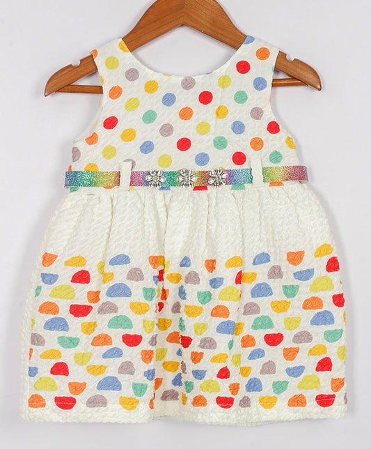 Enfance Sleeveless Multi Polka Dot Printed Casual Dress - Red