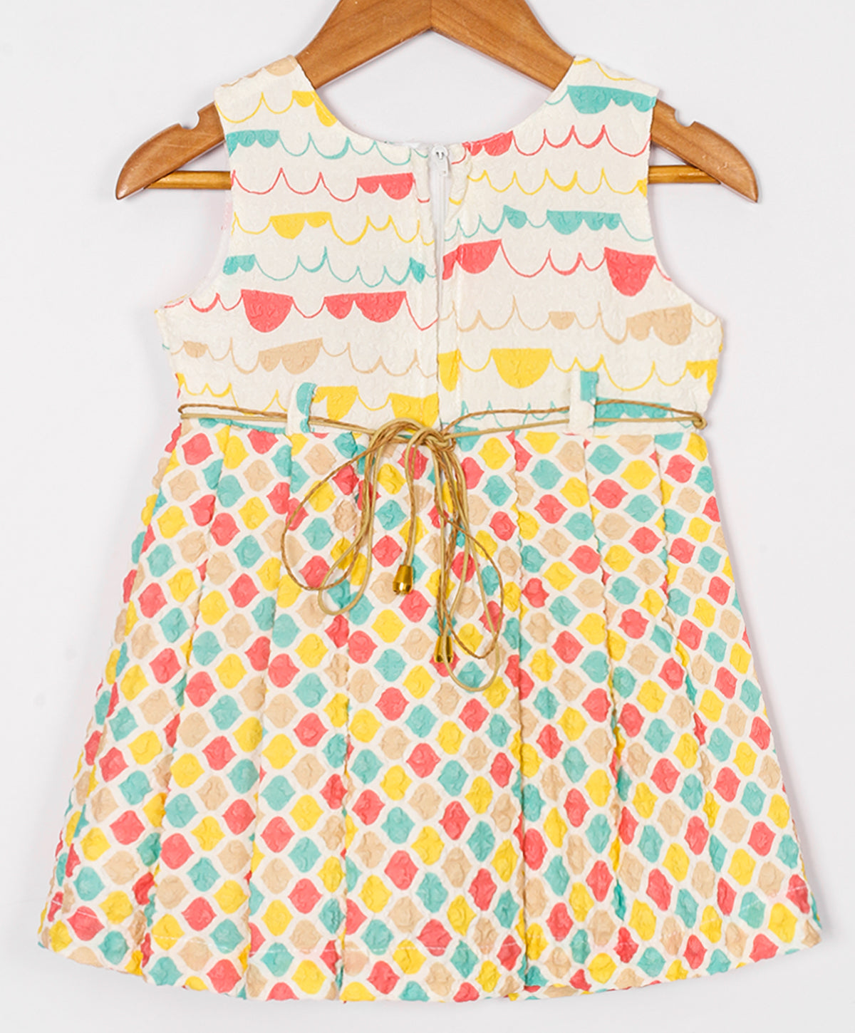 Enfance Sleeveless Honeycomb Printed Casual Dress - Yellow