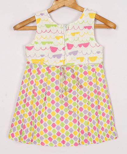 Enfance Sleeveless Honeycomb Printed Casual Dress - Tomato