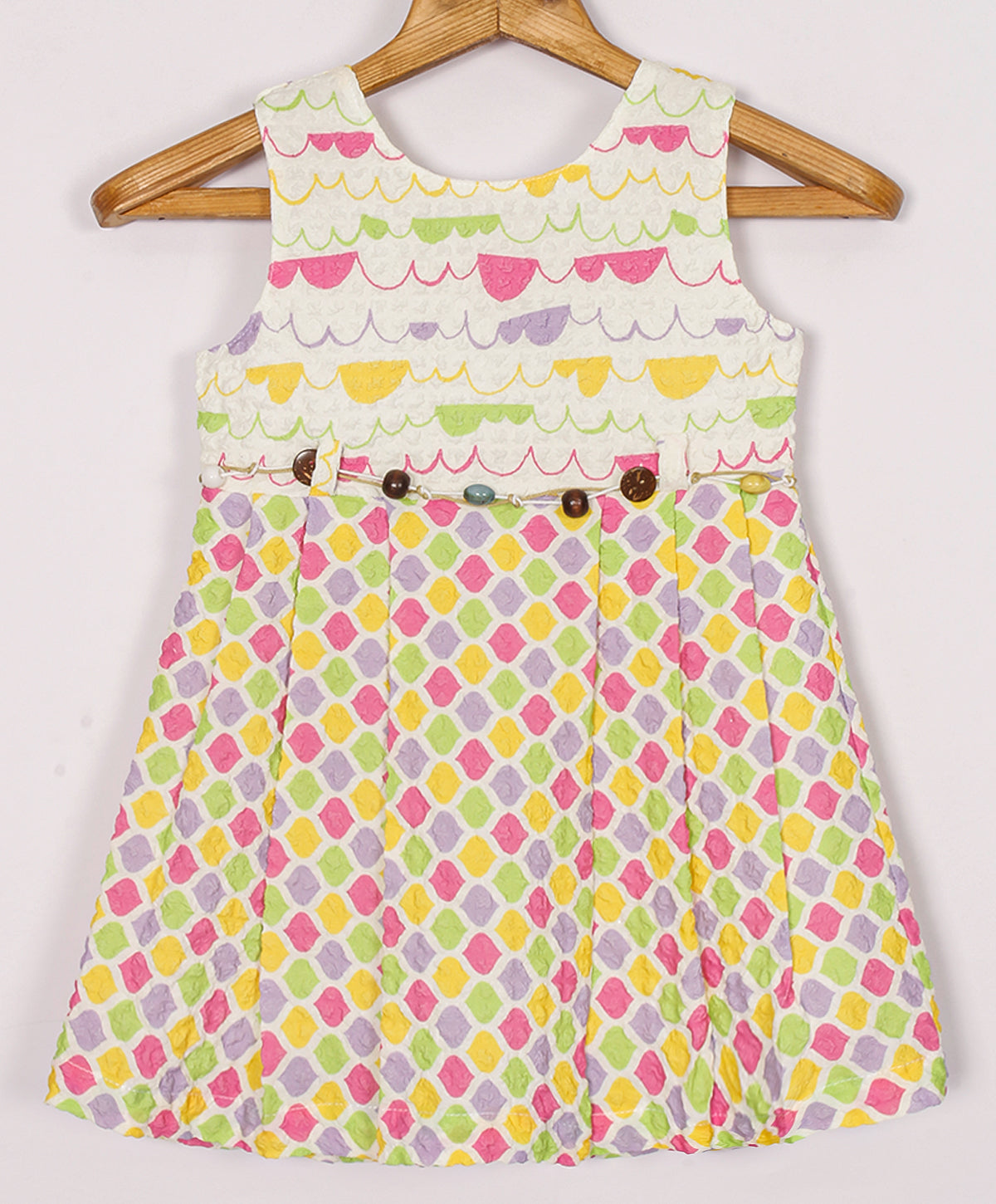 Enfance Sleeveless Honeycomb Printed Casual Dress - Tomato