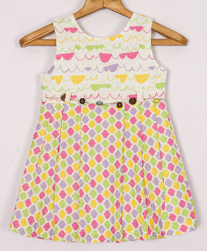 Enfance Sleeveless Honeycomb Printed Casual Dress - Tomato