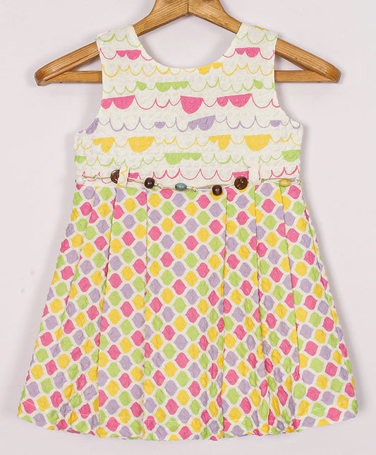 Enfance Sleeveless Honeycomb Printed Casual Dress - Tomato
