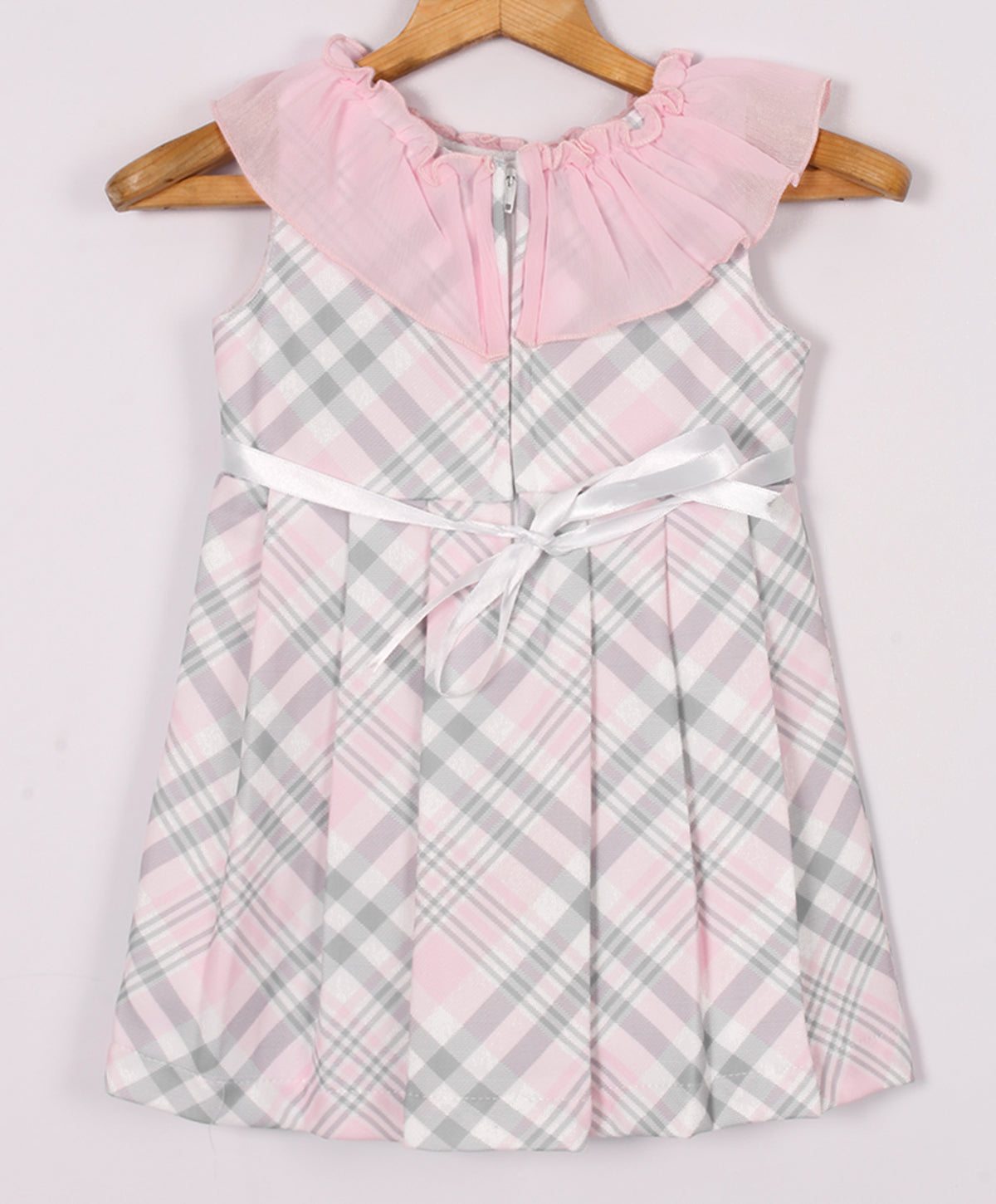 Enfance Sleeveless Strips Printed Casual Dress - Pink