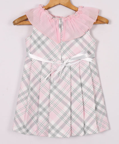 Enfance Sleeveless Strips Printed Casual Dress - Pink