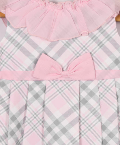Enfance Sleeveless Strips Printed Casual Dress - Pink