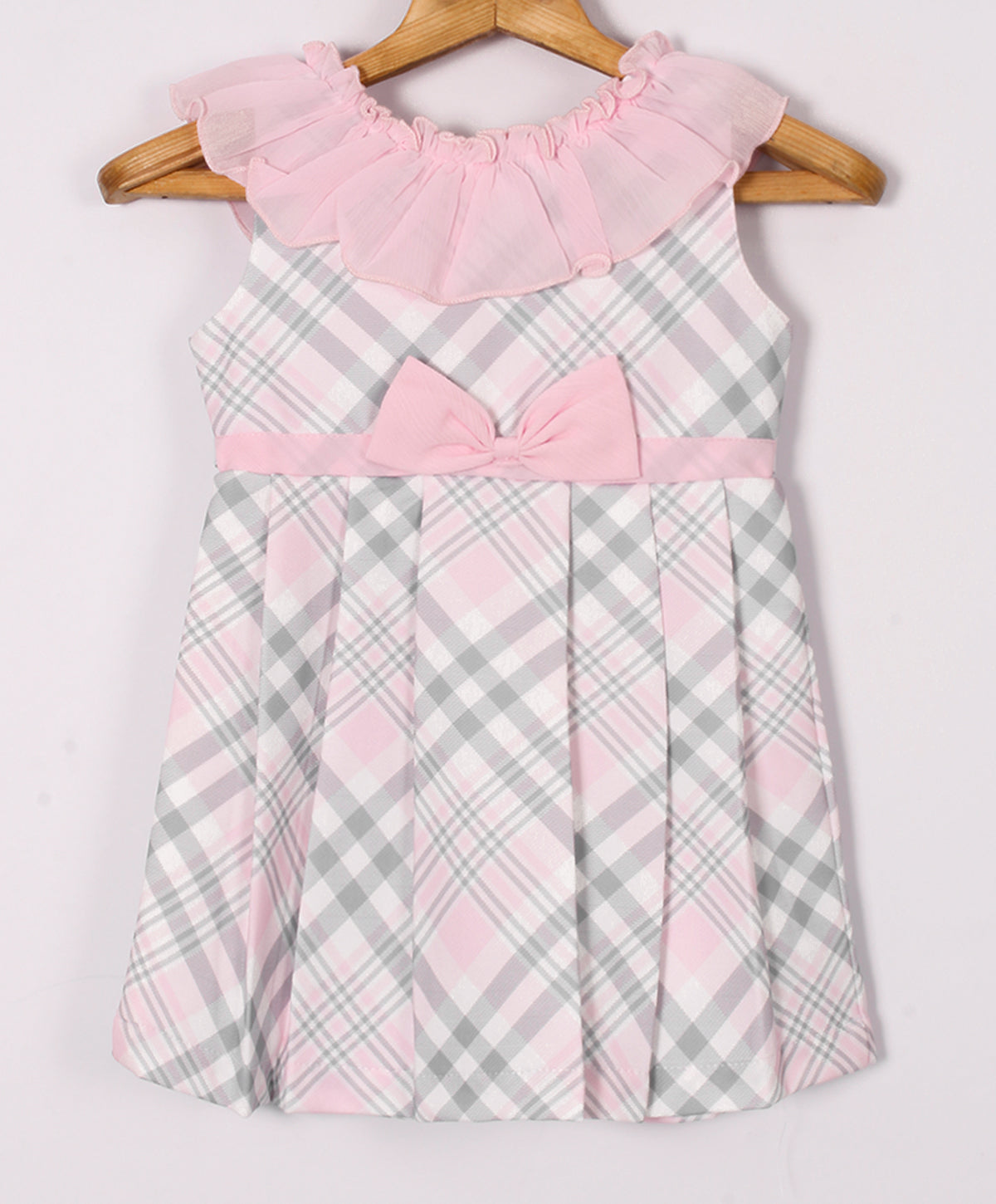 Enfance Sleeveless Strips Printed Casual Dress - Pink