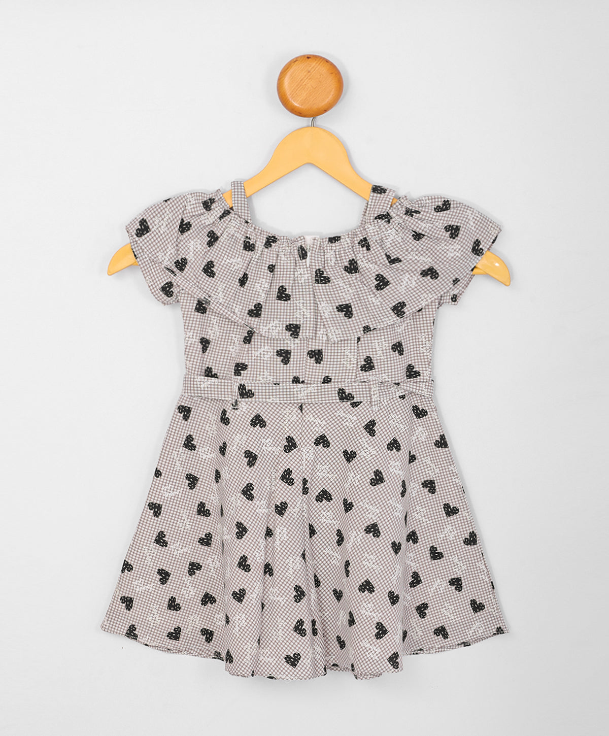 Enfance Core Cold Shoulder Floral Checked Printed Dress-Black