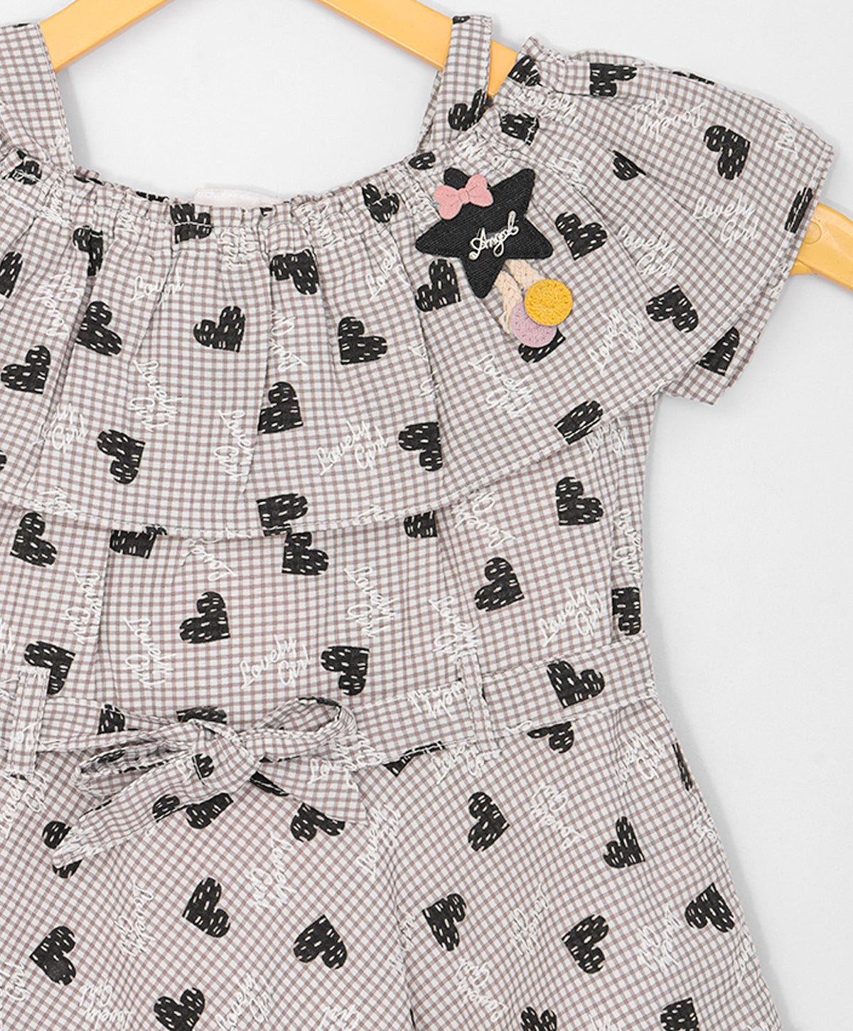 Enfance Core Cold Shoulder Floral Checked Printed Dress-Black