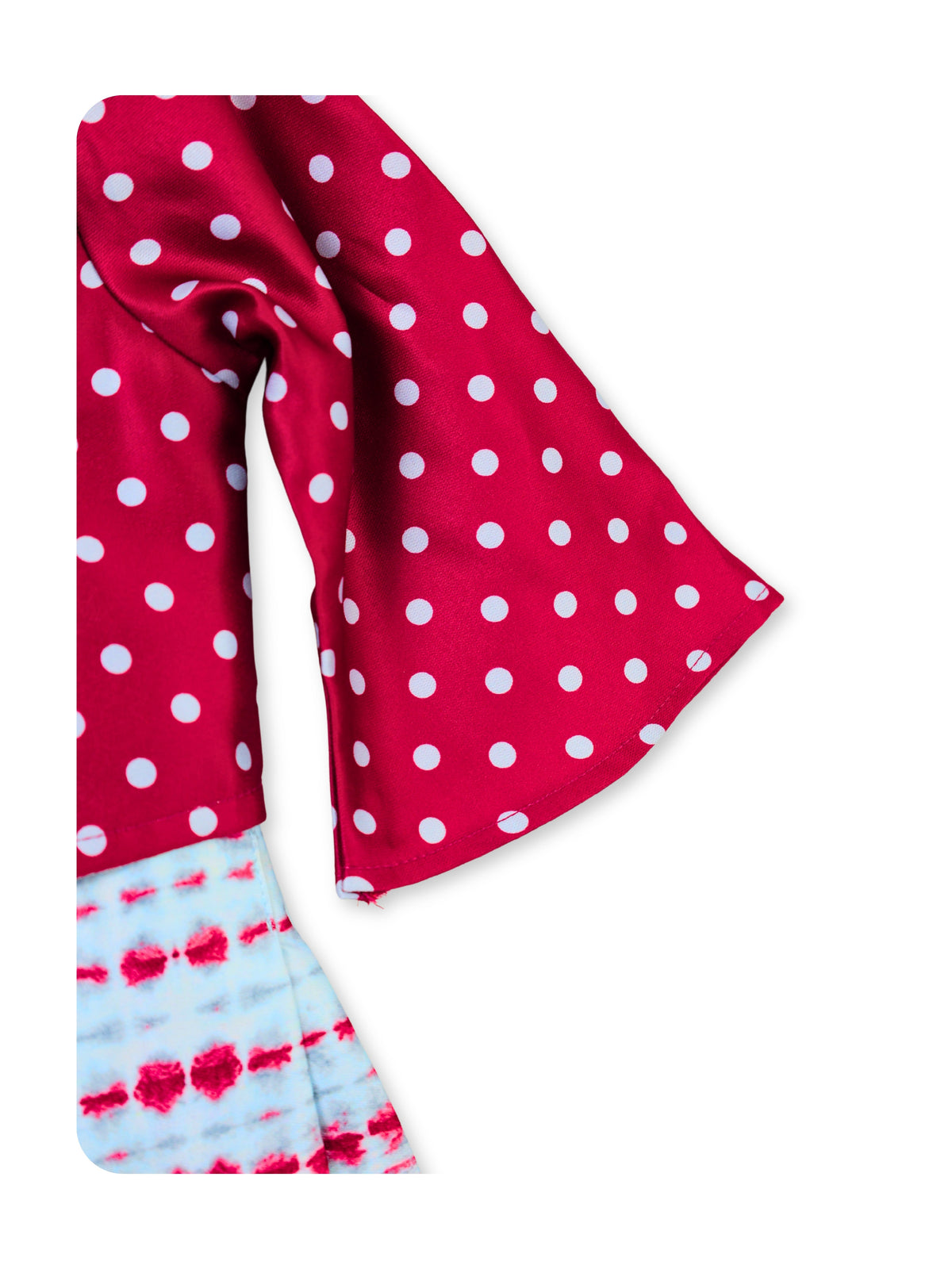 Enfance Striped Printed Dress With Three Fourth Sleeves Polka Dot Jacket - Maroon