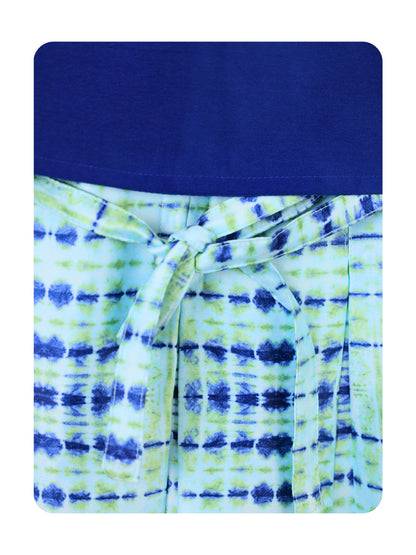 Enfance Striped Printed Dress With Three Fourth Sleeves Polka Dot Jacket - Royal Blue
