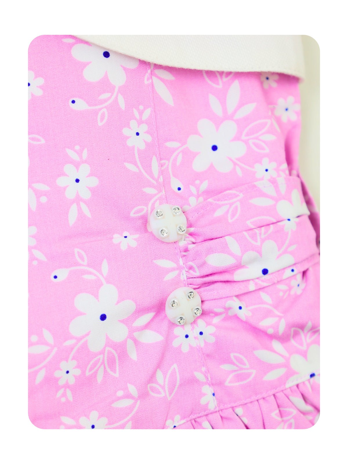 Enfance Floral Printed Dress With Half Sleeves Embroidered Jacket - Pink