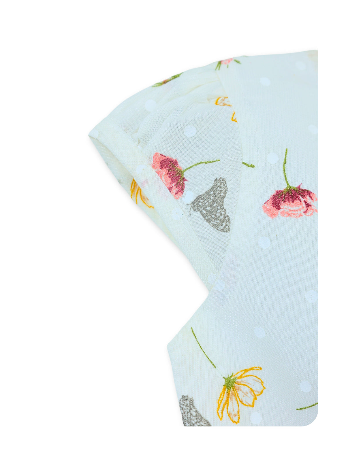 Enfance Floral Printed Dress With Short Sleeves Butterfly Embellishments - Brown