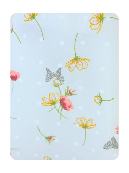 Enfance Floral Printed Dress With Short Sleeves Butterfly Embellishments - Brown