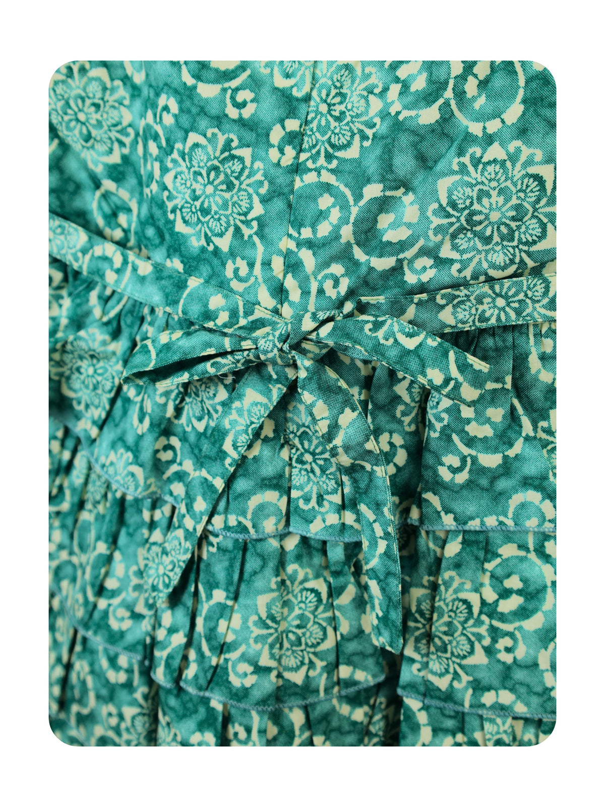Enfance Floral Printed With Ruffled Floral Dress - Green