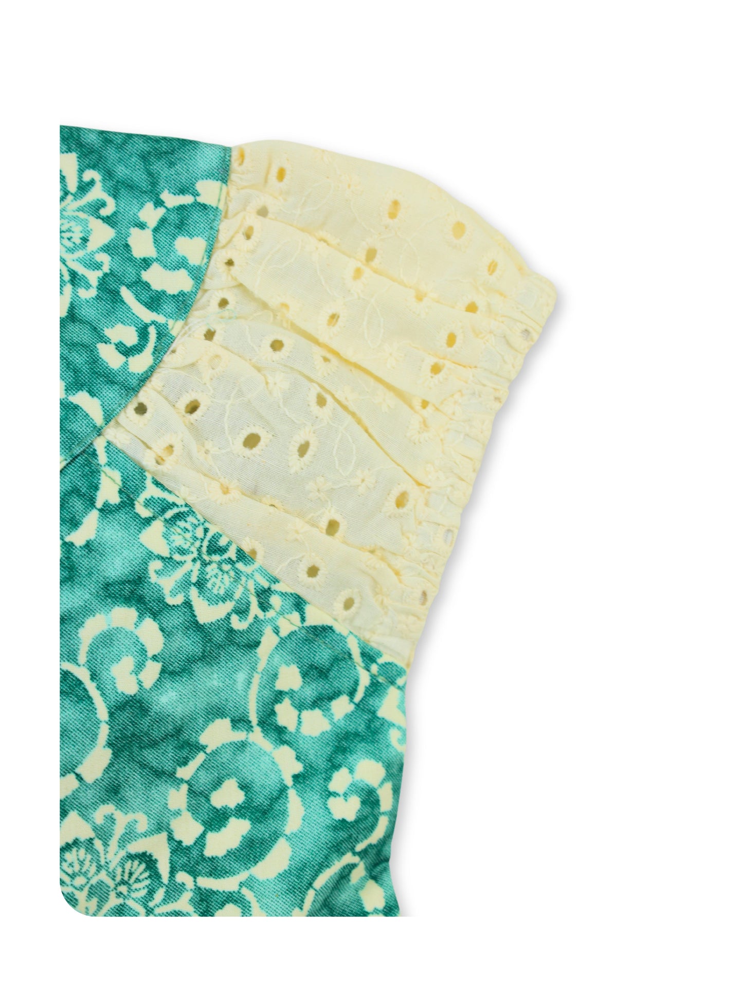 Enfance Floral Printed With Ruffled Floral Dress - Green