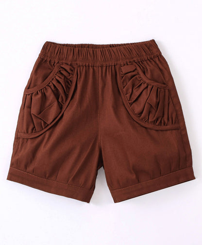 Enfance Sleeveless Floral Print Top With Shorts-Brown