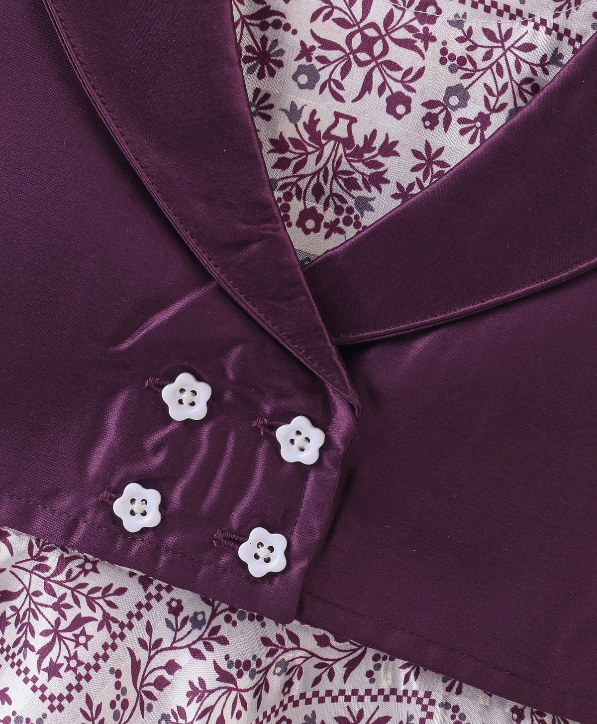 Enfance Core Floral Print Dress With Half Sleeves Jacket-Purple