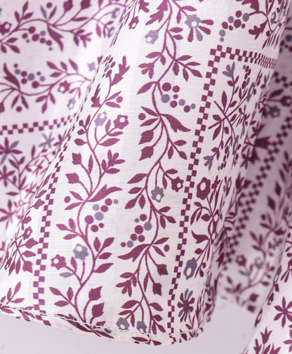 Enfance Core Floral Print Dress With Half Sleeves Jacket-Purple