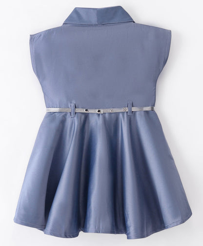 Enfance Core Half Sleeves Solid Dress -Grey