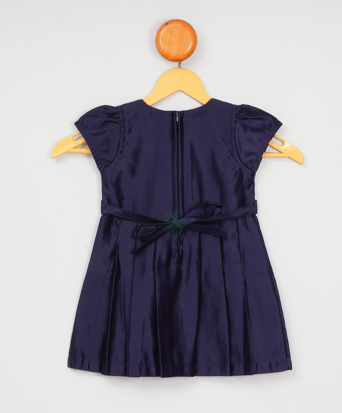 Enfance Short Slevees Solid Flared Casual Dress -Navy