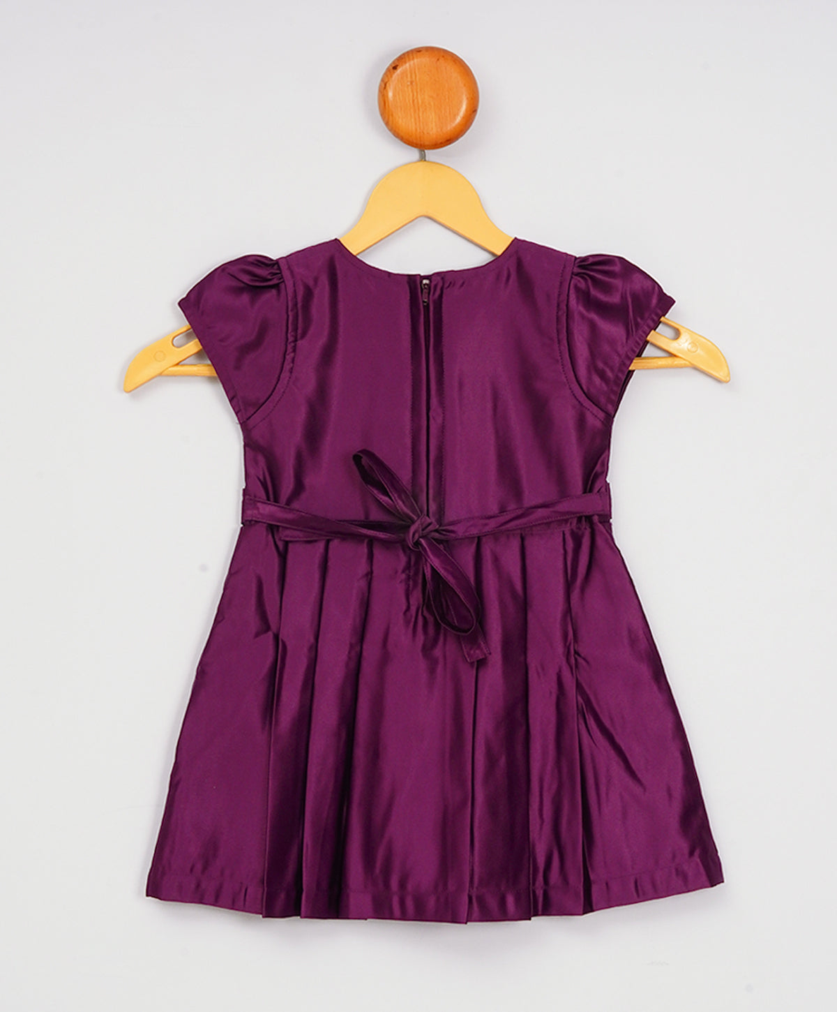 Enfance Short Slevees Solid Flared Casual Dress -Wine