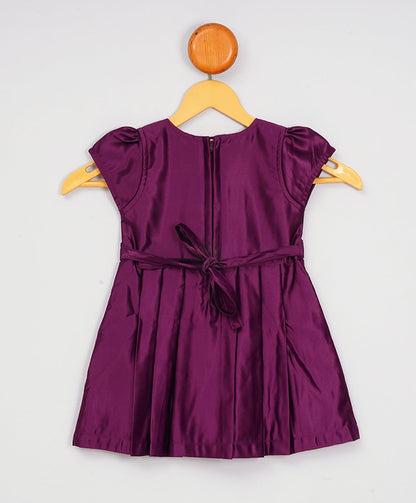 Enfance Short Slevees Solid Flared Casual Dress -Wine