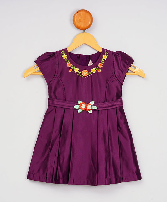Enfance Short Slevees Solid Flared Casual Dress -Wine