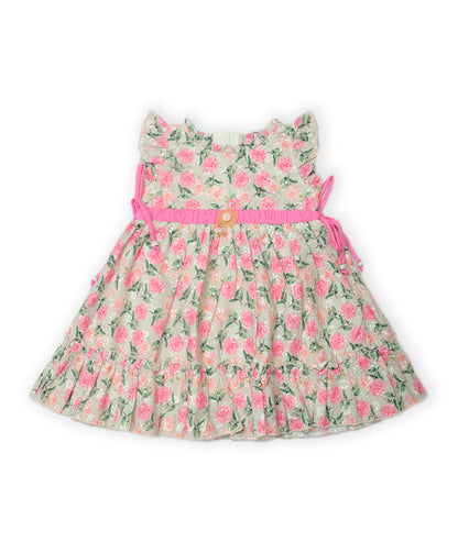Enfance Sleeveless Allover Printed Casual Dress-Pink