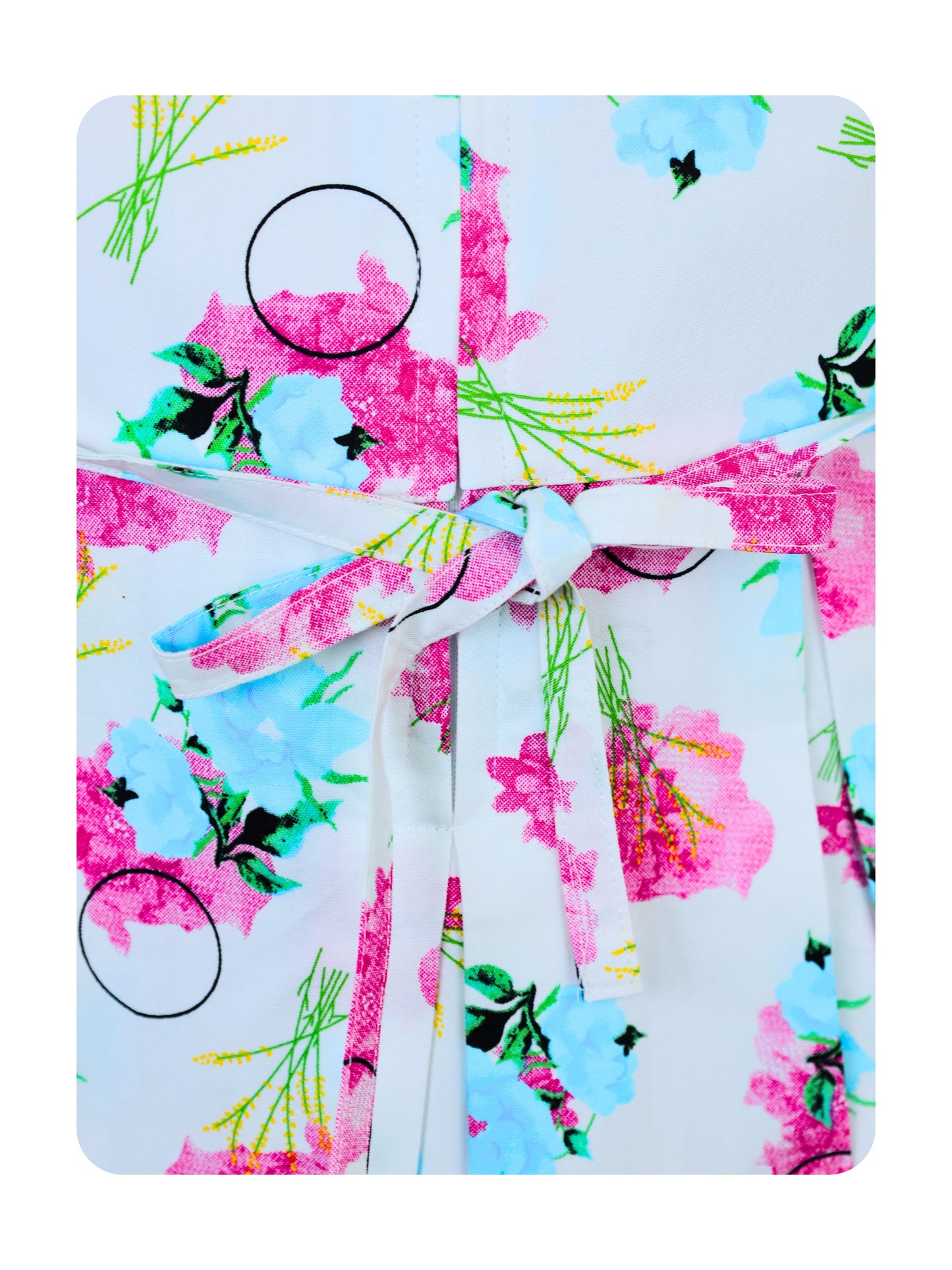 Enfance Short Sleeves Floral Applique & Printed Dress - Pink
