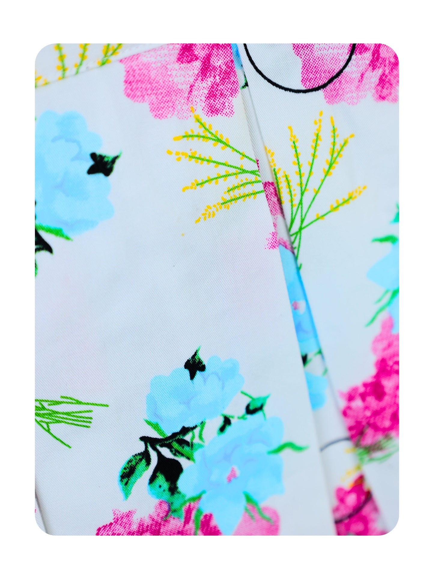 Enfance Short Sleeves Floral Applique & Printed Dress - Pink