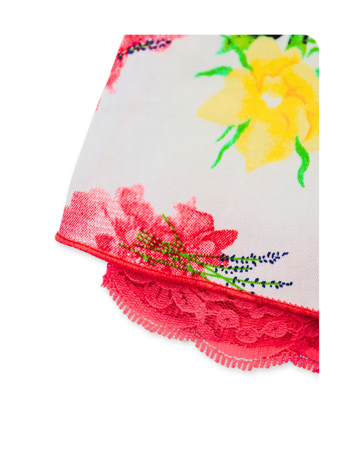 Enfance Short Sleeves Floral Applique & Printed Dress - Red