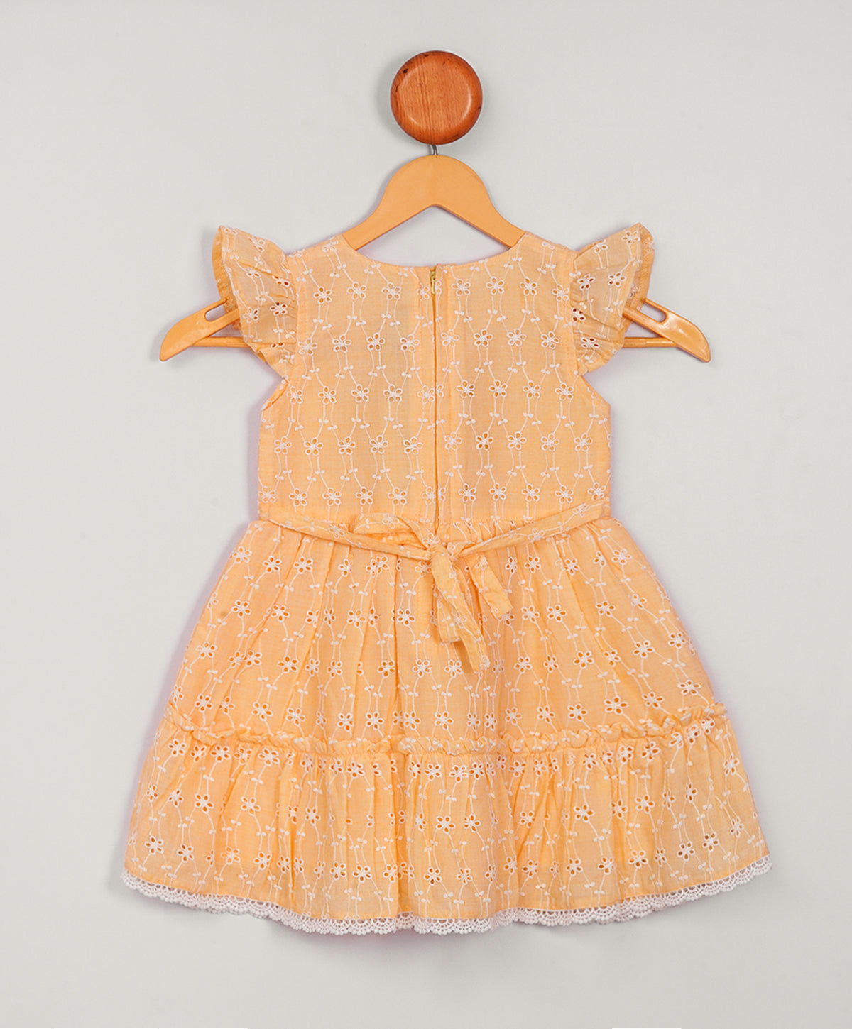 Enfance Short Slevees Flower Embroideries Casual Dress -Lemon
