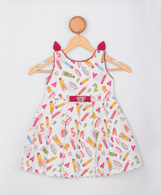 Enfance Sleveelees Pencil Printed Dress Casual Dress -D.Pink