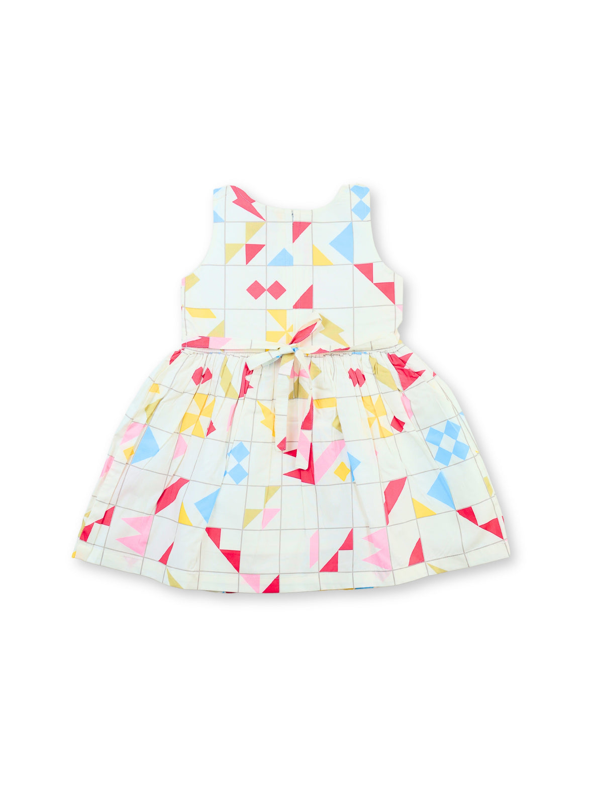 Enfance Sleeveless Pleated & Geometric Printed Dress - Pink