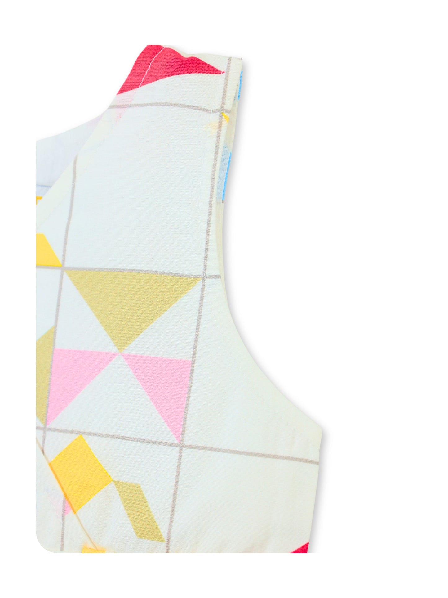 Enfance Sleeveless Pleated & Geometric Printed Dress - Pink