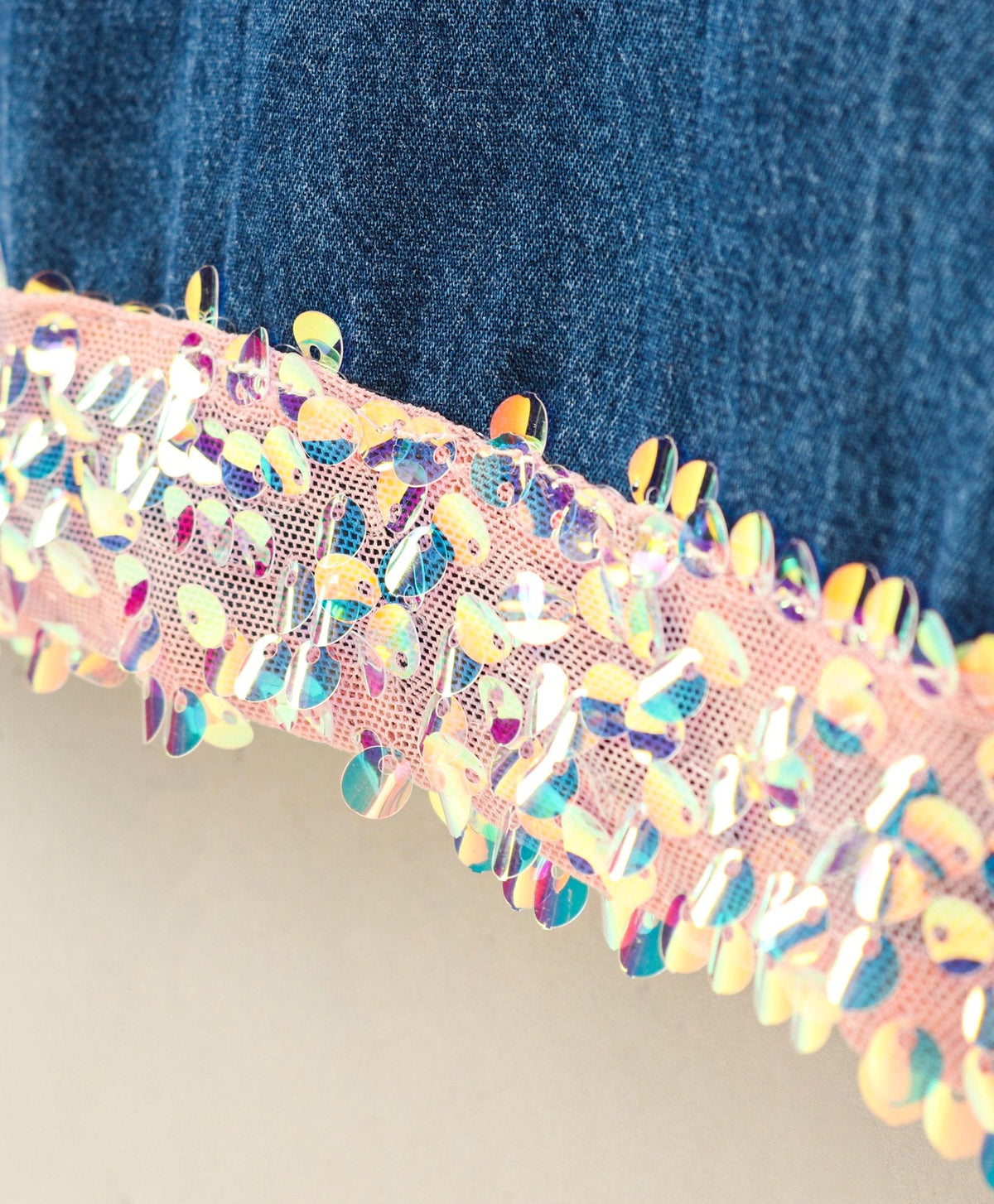 Enfance  Sleeveless Ice Cream Applique Denim Dress - Blue