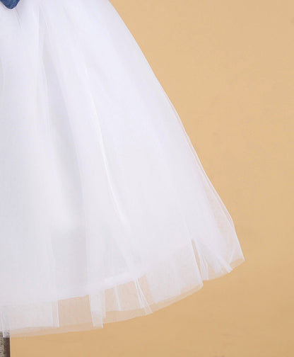Enfance Cold Shoulder Flare Dress-Blue
