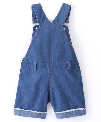 Enfance  Denim Dungaree With Short Sleeves Tee -Red