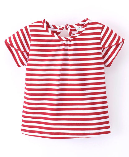 Enfance  Denim Dungaree With Short Sleeves Tee -Red