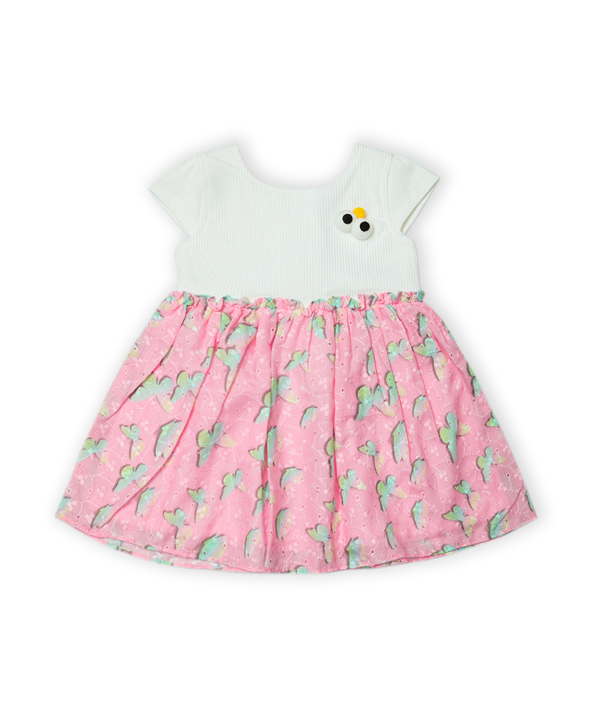 Enfance Sleeveless Butterfly Printed Casual Dress-Peach