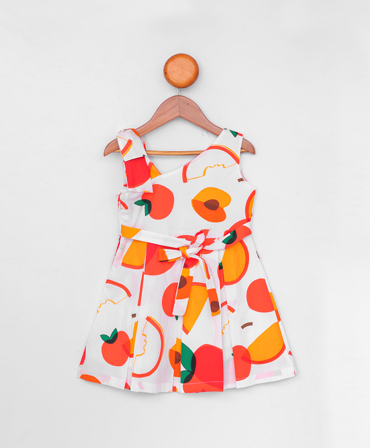 Enfance Sleeveless Fruits Printed Dress-Orange