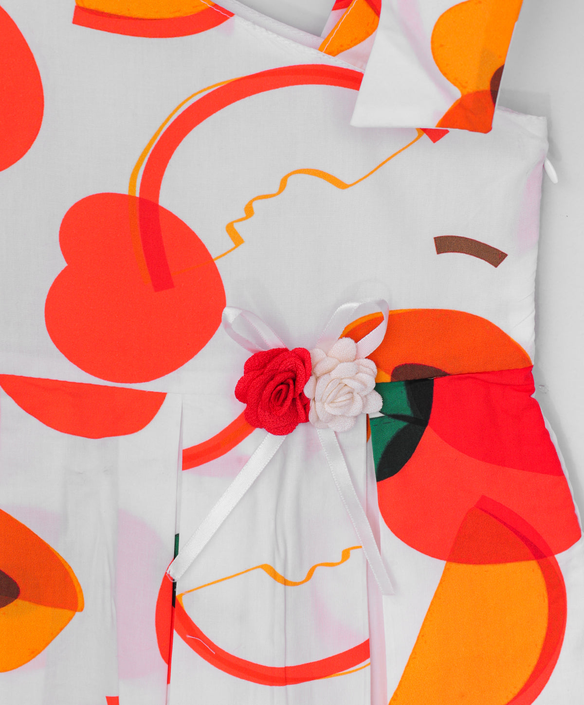 Enfance Sleeveless Fruits Printed Dress-Orange