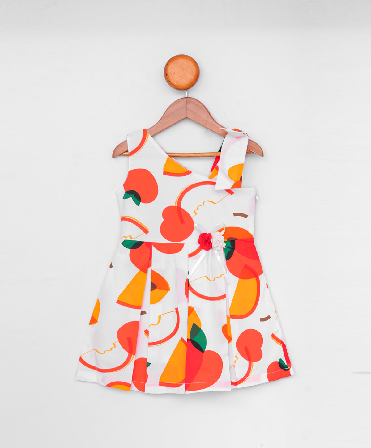 Enfance Sleeveless Fruits Printed Dress-Orange