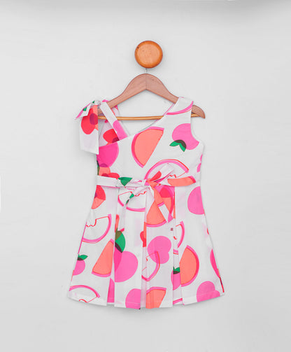 Enfance Sleeveless Fruits Printed Dress-Pink