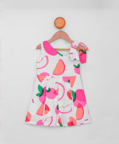Enfance Sleeveless Fruits Printed Dress-Pink
