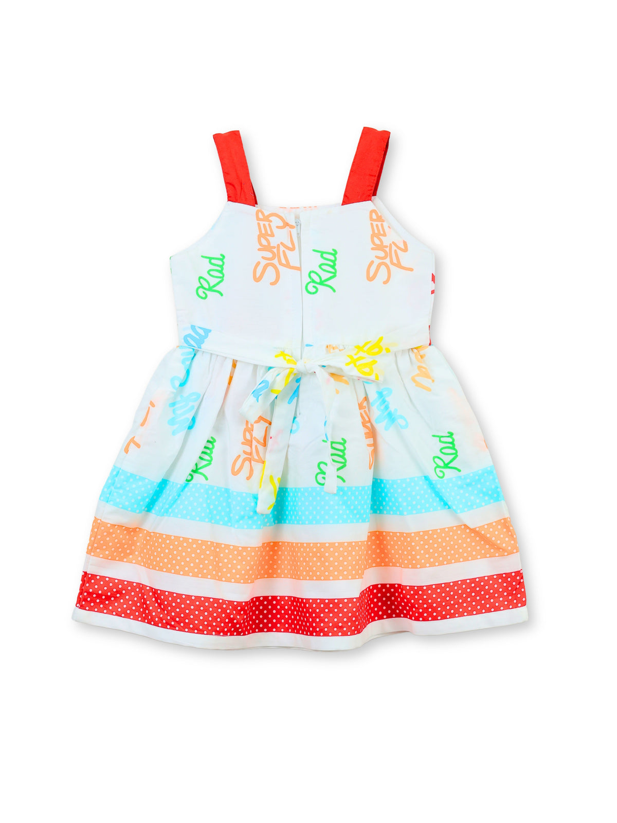 Enfance Sleeveless Floral Applique & Printed Dress - Orange